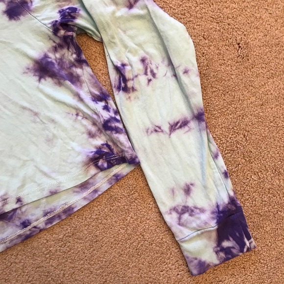 Empyre Tie Dye Crop Tee Womens Size Medium Long Sleeve Blue Purple - Picture 9 of 14